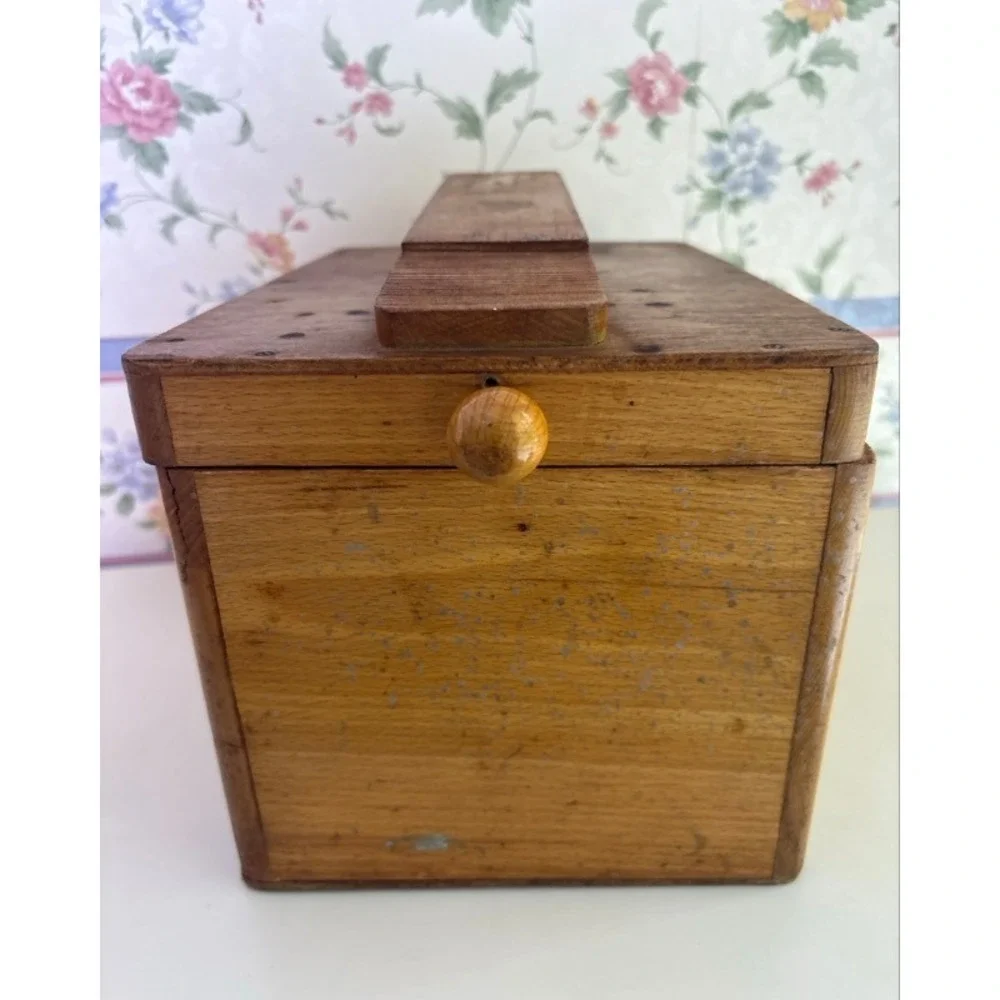Vintage Handmade Wooden Shoe Shine Valet Box Slanted Footrest Storage Chest